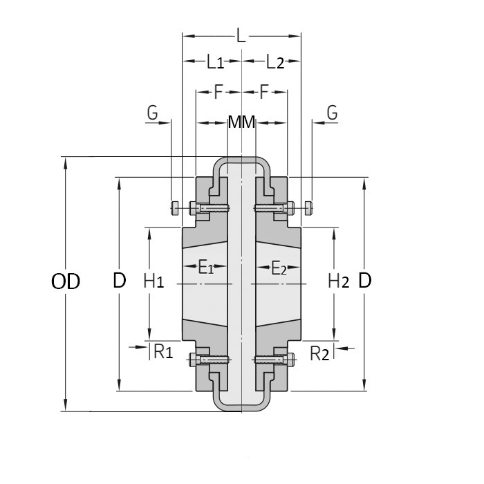 Торообразная муфта в сборе под втулку тапербуш 4030 (ВН-ВН) FLEX F160 ISKRA