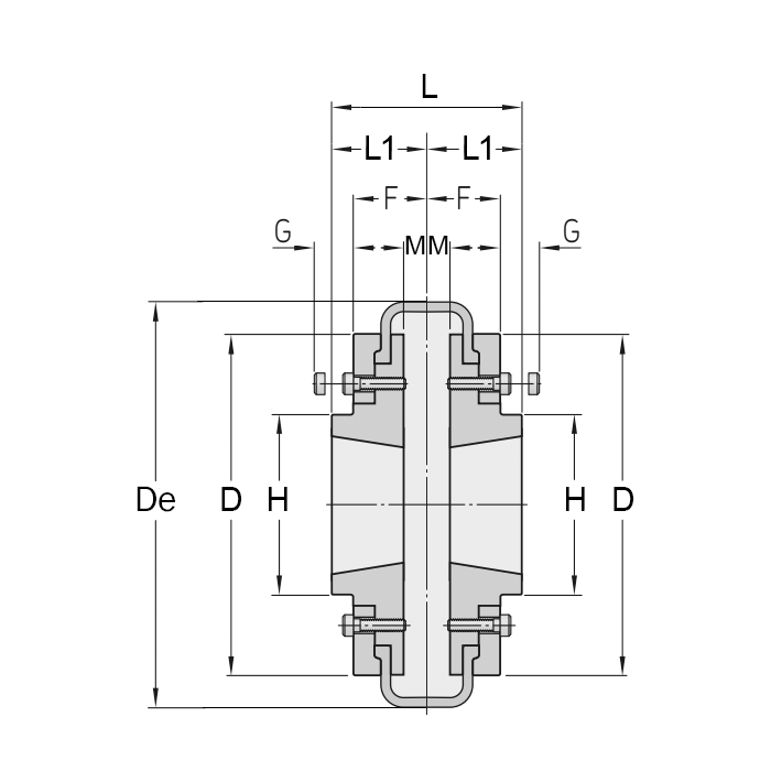 Торообразная муфта в сборе под втулку тапербуш 2517(НАР-НАР) FLEX F90 ISKRA