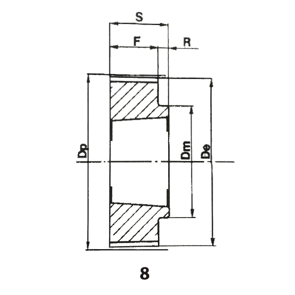 Шкив зубчатый под втулку тапербуш для ремня дюймового профиля 16H100 (PHP 16H100TB) ISKRA