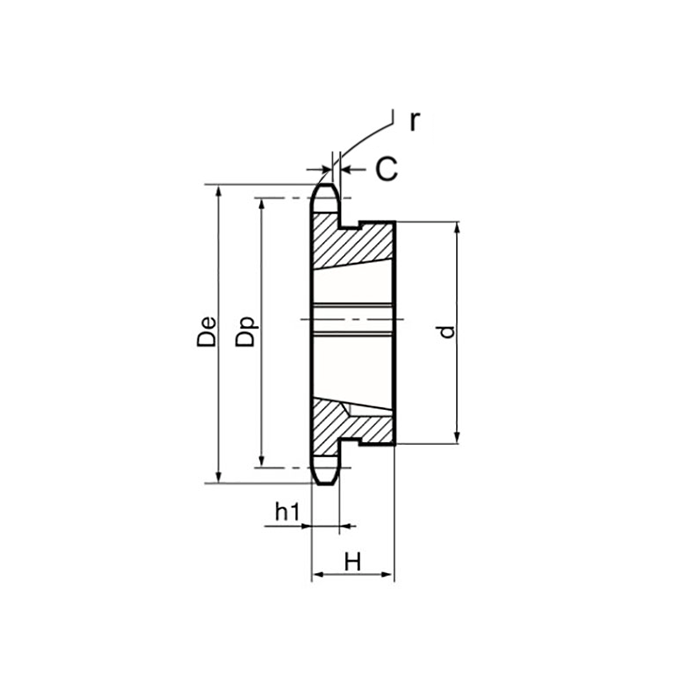 Звездочка под втулку тапербуш для цепи: 16B-1, Z=20, 1" x 17,02 mm TS12020 (PHS 16B-1 TB 20) ISKRA