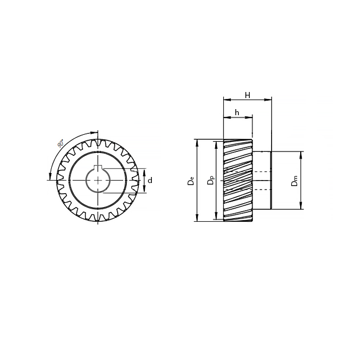 Зубчатая шестерня косозубая со ступицей, M=1, Z=25 PE26025 ISKRA