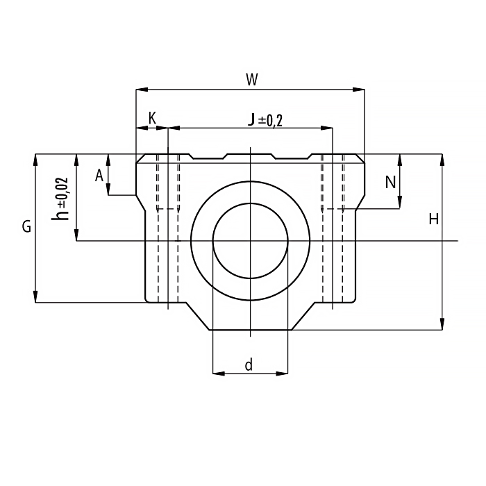Линейный подшипник в сборе с корпусом SCS12-UU ISKRA