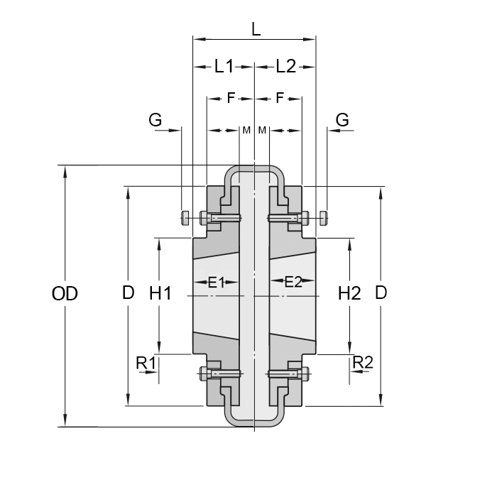 Торообразная муфта в сборе под втулку тапербуш 4030(ВН-НАР) FLEX F160 ISKRA