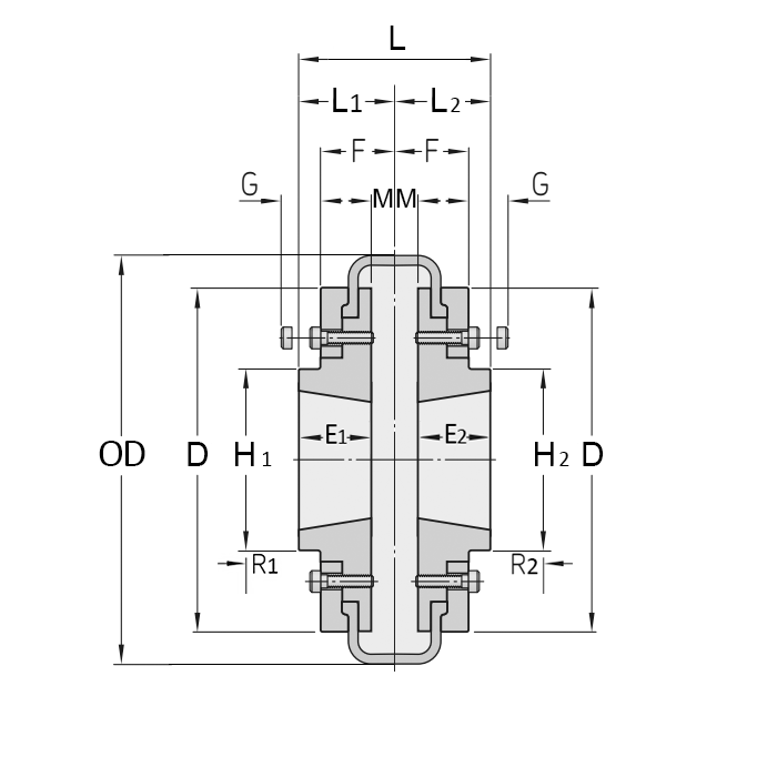 Торообразная муфта в сборе под втулку тапербуш 4030(НАР-НАР) FLEX F160 ISKRA