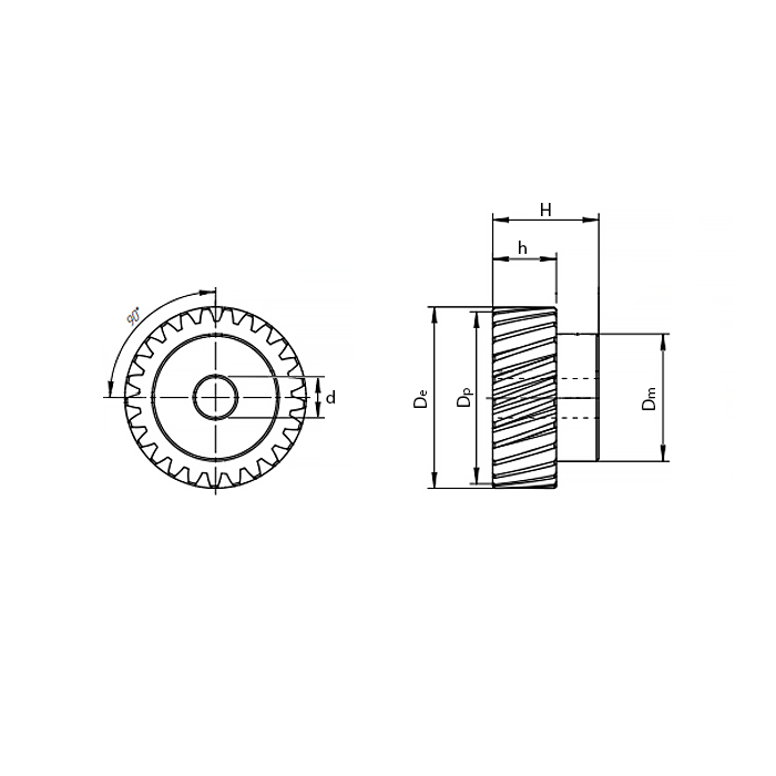 Зубчатая шестерня косозубая со ступицей, M=2, Z=25 PE28025 ISKRA