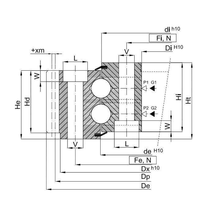 ОПУ стандартная серия с двумя рядами шариков EB2.25.0821.400-1RPPN ISKRA