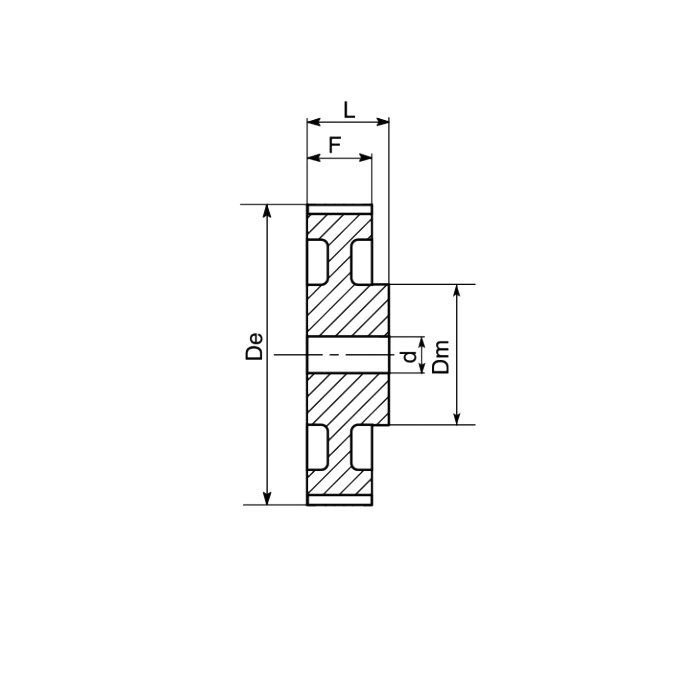 Шкив зубчатый под расточку 44-5M-25(PHP44-5M-25RSB) ISKRA