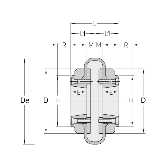 Торообразная муфта в сборе под втулку тапербуш 1610(НАР-НАР) FLEX F60 ISKRA