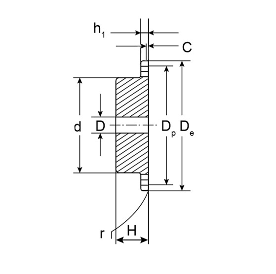 Звездочка со ступицей под расточку для цепи 03-1, z=12, 5 x 2,5 mm PS01012 ISKRA