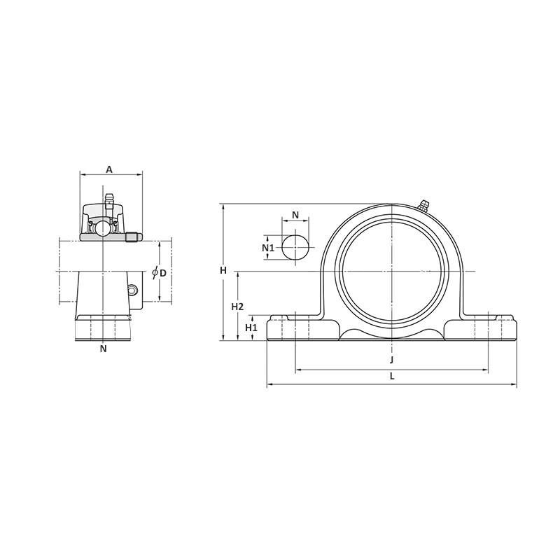 yНержавеющий корпус подшипника P210SS ISKRA