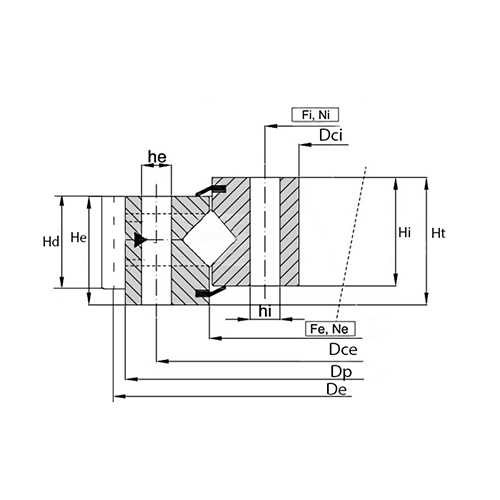 ОПУ серия с перекрестными роликами на один ряд ER1.25.0475.400-1SPPN ISKRA
