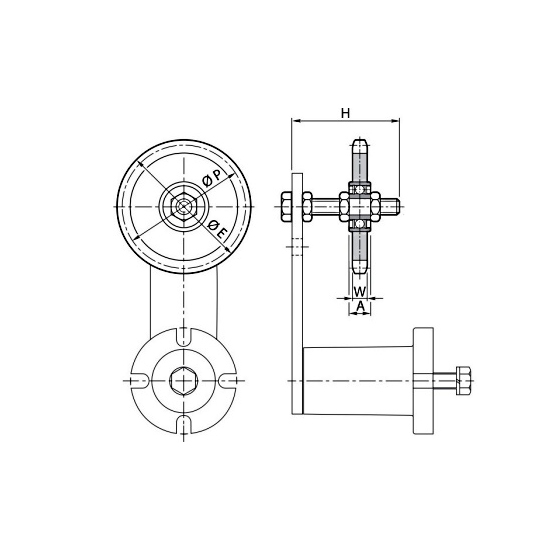 Звездочка натяжная на шариковых подшипниках для цепи 10B, Z=15, 5/8"x3/8" PC10015 (PHC 10B-1 B15) ISKRA