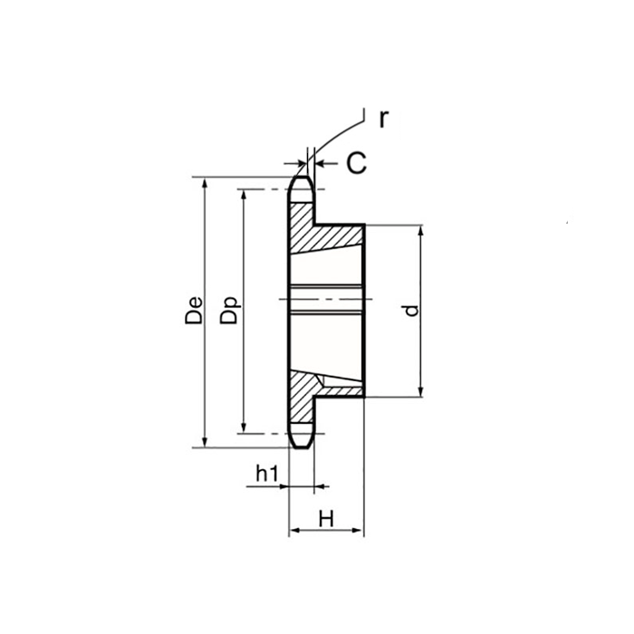 Звездочка под втулку тапербуш для цепи: 06B-1, Z=23, 3/8" x 7/32" TS05023 (PHS 06B-1 TB 23) ISKRA