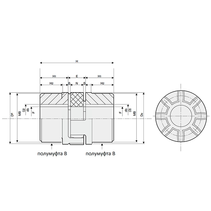 Кулачковая муфта под расточку SGM19BB 98Sh (ROTEX19) ISKRA
