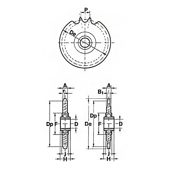 Звездочка натяжная на шариковых подшипниках для цепи 08B, Z=16, 1/2"x5/16" PC09016 ISKRA