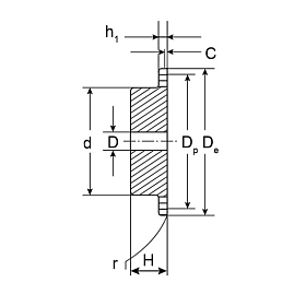 Звездочка под расточку со ступицей с калеными зубьями для цепи: 10B-1, Z=13, 5/8" x 3/8" PS10T13 (PHS 10B-1BH13) ISKRA